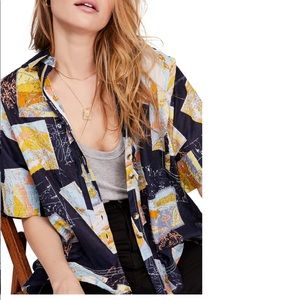 Small Free People Love Letters Button Front Shirt